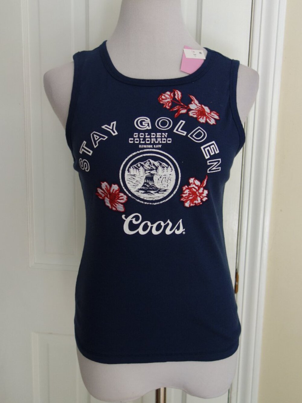 NWT Stay Golden, Colorado, COORS Beer Navy Ribbed Tank Top – Wmns L